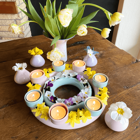 Vase en couronne mit 4 Teelichthaltern HB 735B 735B | Decor 058